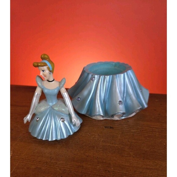 Vintage Disney Princess Cinderella Figurine Rhinestone Trinket Box F.A.B NY - Picture 8 of 14